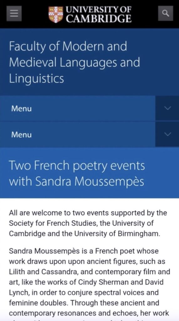 Sandra Moussenpès, 'Lectures, performances, rencontres', 2025